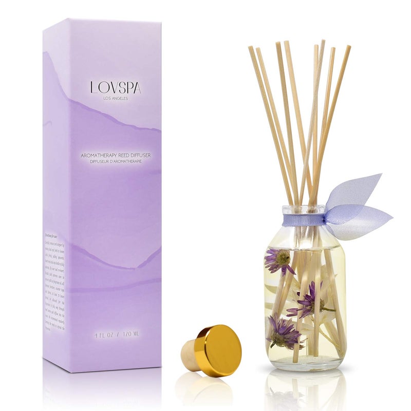 LOVSPA Reed Diffuser Set, Lavender Vanilla Scented Oil Diffuser with Sticks, Home Fragrance Accessories for Bathroom Shelf Decor, Aroma Diffusers for Home or Office Desk, USA Made - Image 1